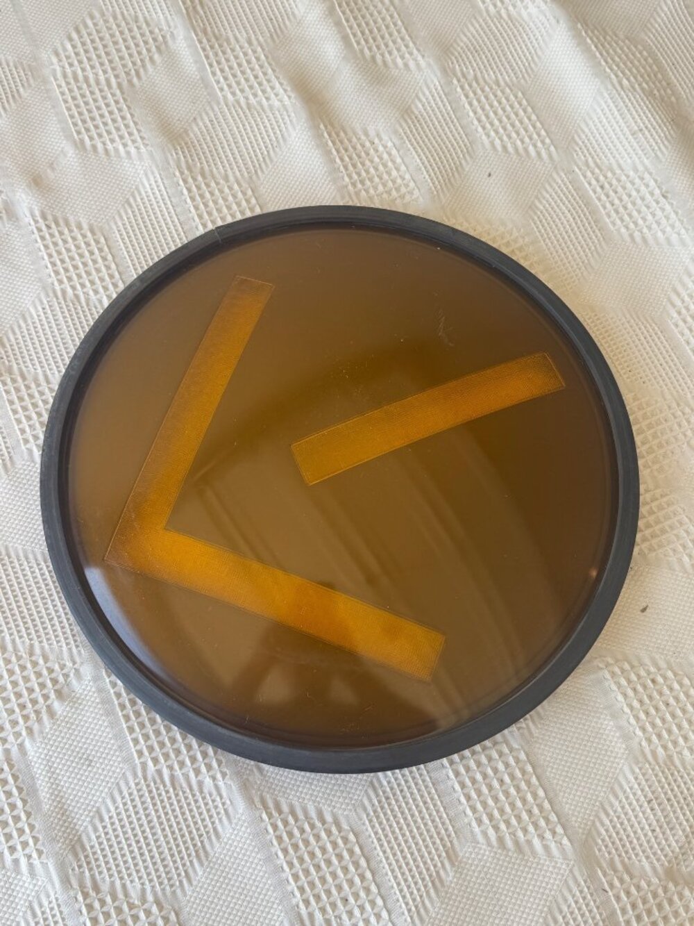 Vintage Yellow Traffic Light Turn Signal Arrow Lens Rubber Rim Industrial 12in